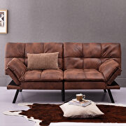 Brown pu convertible memory foam modern folding sleeper sofa by La Spezia additional picture 3