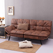 Brown pu convertible memory foam modern folding sleeper sofa by La Spezia additional picture 4