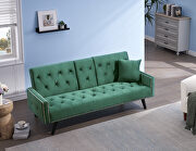 Green velvet nailhead trim sofa with two cup holders by La Spezia additional picture 2