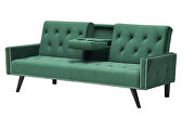 Green velvet nailhead trim sofa with two cup holders by La Spezia additional picture 6