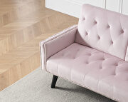 Pink velvet nailhead trim sofa with two cup holders by La Spezia additional picture 2