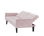 Pink velvet nailhead trim sofa with two cup holders by La Spezia additional picture 6
