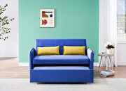 Blue velvet fabric upholstery sofa pull out bed by La Spezia additional picture 3