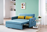 Teal velvet fabric upholstery sofa pull out bed by La Spezia additional picture 3