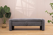 Gray teddy fabric footstool with storage function by La Spezia additional picture 6
