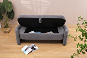 Gray teddy fabric footstool with storage function by La Spezia additional picture 8