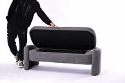 Gray teddy fabric footstool with storage function by La Spezia additional picture 9