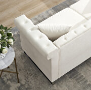 Beige chenille fabric inlaid buttons sofa with two pillows by La Spezia additional picture 4
