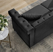 Black chenille fabric inlaid buttons sofa with two pillows by La Spezia additional picture 4