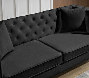 Black chenille fabric inlaid buttons sofa with two pillows by La Spezia additional picture 8