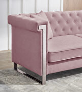 Pink chenille fabric inlaid buttons sofa with two pillows by La Spezia additional picture 2