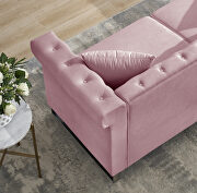 Pink chenille fabric inlaid buttons sofa with two pillows by La Spezia additional picture 5