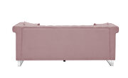 Pink chenille fabric inlaid buttons sofa with two pillows by La Spezia additional picture 7