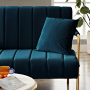 Modern and comfortable dark blue australian cashmere fabric loveseat by La Spezia additional picture 6