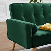 Green linen fabric button tufted chesterfield loveseat by La Spezia additional picture 5