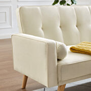 Beige linen fabric button tufted chesterfield loveseat by La Spezia additional picture 2