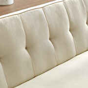 Beige linen fabric button tufted chesterfield loveseat by La Spezia additional picture 6