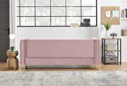 Pink velvet chesterfield sofa with nailhead and gold metal feet by La Spezia additional picture 6