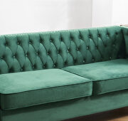 Green velvet chesterfield sofa with nailhead and gold metal feet by La Spezia additional picture 2