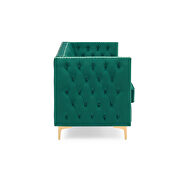 Green velvet chesterfield sofa with nailhead and gold metal feet by La Spezia additional picture 3