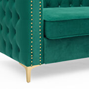 Green velvet chesterfield sofa with nailhead and gold metal feet by La Spezia additional picture 5