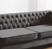 Black velvet chesterfield sofa with nailhead and gold metal feet by La Spezia additional picture 4
