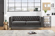Black velvet chesterfield sofa with nailhead and gold metal feet by La Spezia additional picture 5