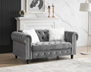 Gray velvet chesterfield classic sofa with 2 pillows in white by La Spezia additional picture 3