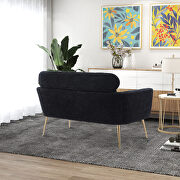 Black chenille modern loveseat with gold metal legs by La Spezia additional picture 2