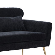 Black chenille modern loveseat with gold metal legs by La Spezia additional picture 11