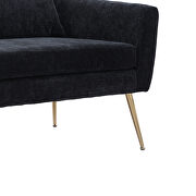 Black chenille modern loveseat with gold metal legs by La Spezia additional picture 12