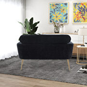 Black chenille modern loveseat with gold metal legs by La Spezia additional picture 3