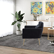 Black chenille modern loveseat with gold metal legs by La Spezia additional picture 5