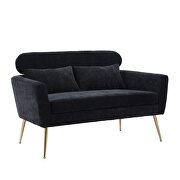 Black chenille modern loveseat with gold metal legs by La Spezia additional picture 7