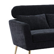 Black chenille modern loveseat with gold metal legs by La Spezia additional picture 8