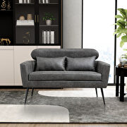 Gray bronzing suede classical loveseat with black metal legs by La Spezia additional picture 2