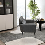 Gray bronzing suede classical loveseat with black metal legs by La Spezia additional picture 3