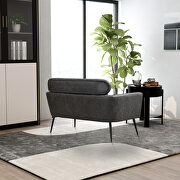 Gray bronzing suede classical loveseat with black metal legs by La Spezia additional picture 6