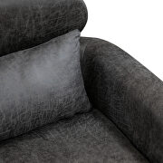 Gray bronzing suede classical loveseat with black metal legs by La Spezia additional picture 10