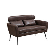 Dark brown bronzing suede classical loveseat with black metal legs by La Spezia additional picture 12