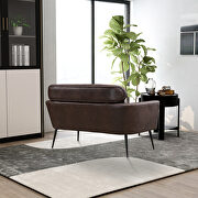 Dark brown bronzing suede classical loveseat with black metal legs by La Spezia additional picture 13