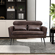 Dark brown bronzing suede classical loveseat with black metal legs by La Spezia additional picture 14