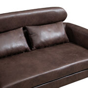 Dark brown bronzing suede classical loveseat with black metal legs by La Spezia additional picture 3