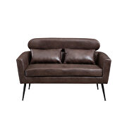 Dark brown bronzing suede classical loveseat with black metal legs by La Spezia additional picture 4