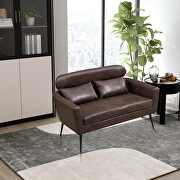 Dark brown bronzing suede classical loveseat with black metal legs by La Spezia additional picture 9