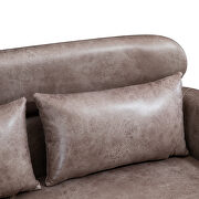 Taupe bronzing suede classical loveseat with black metal legs by La Spezia additional picture 2