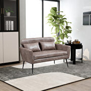 Taupe bronzing suede classical loveseat with black metal legs by La Spezia additional picture 13