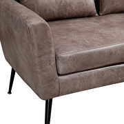 Taupe bronzing suede classical loveseat with black metal legs by La Spezia additional picture 4
