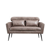 Taupe bronzing suede classical loveseat with black metal legs by La Spezia additional picture 6