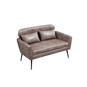 Taupe bronzing suede classical loveseat with black metal legs by La Spezia additional picture 7
